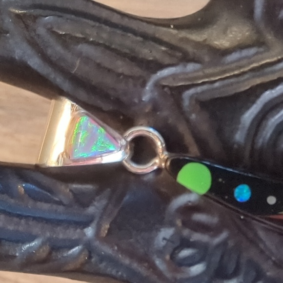 Galaxy Native American Inlay Gemstone Sterling Silver Pendant - Picture 4 of 9